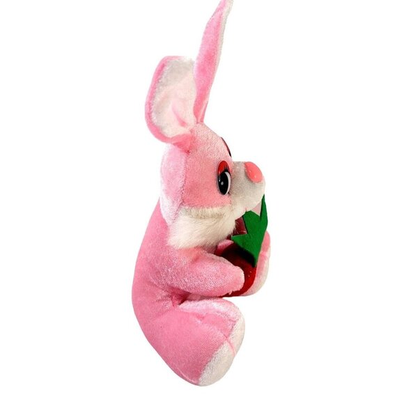 CE Bunny Rabbit w/ Strawberry 9" Seated Stuffed Plush Pink White Easter Spring - Picture 4 of 8